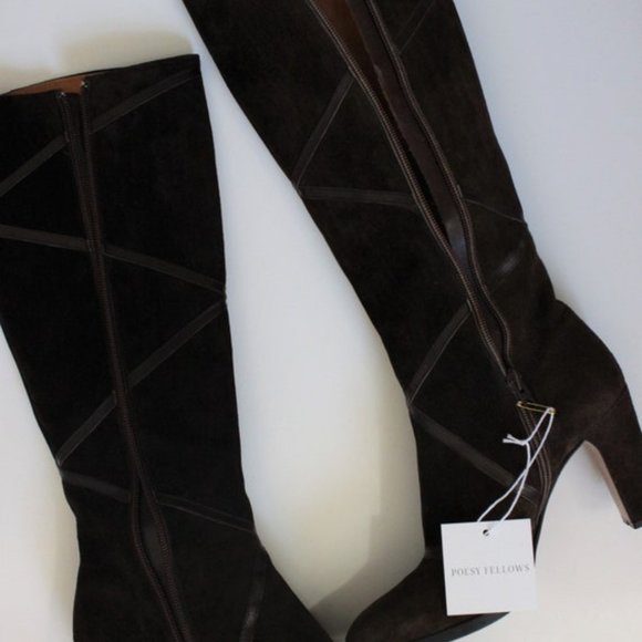 1970s GIVENCHY suede boho boots, brown suede leather hippie boots 6 US - Picture 9 of 10